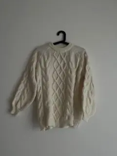 アイボリー ケーブルニットセーター 長袖