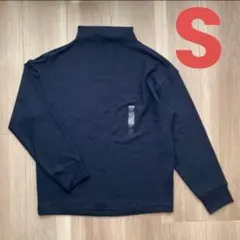 【新品！】ユニクロ ソフトニットフリースモックネックT 長袖 S ネイビー