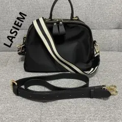 LASIEM ラシエム ナイロン 本革 ショルダーバッグ 2way 黒のサムネイル