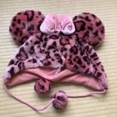 ミニー耳付きヒョウ柄帽子