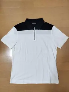 ​【美品】エンポリオアルマーニ ハーフジップ ポロシャツ バックロゴ 白 黒 Sのサムネイル
