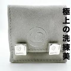 超絶美品 シャネル COCO ロゴ SV925 スクエア イヤリング クローバー