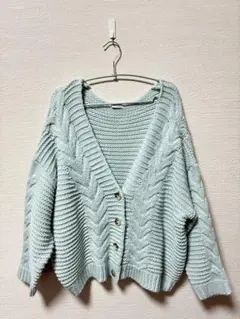 しまむら★viviコラボ　2PINK ケーブルニットカーディガン　ミントグリーン