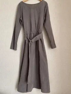 エヌナチュラルビューティーベーシック　グレーベージュ　長袖 ワンピース M