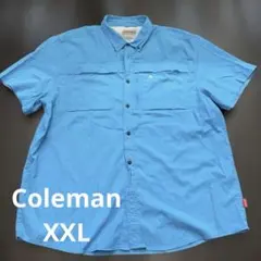 【海外輸入品】Coleman 半袖ワークシャツ 青 XXL キャンプ 美品のサムネイル
