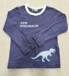 KP BOY　 長袖　120　ロンＴ　恐竜　ボーダー　ストライプ　ネイビー