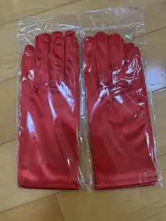 サテン 赤 ショート手袋 未使用　2点セット