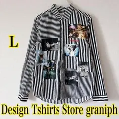 美品 graniph×映画グレムリン・クレイジーパターン長袖シャツ・ストライプのサムネイル