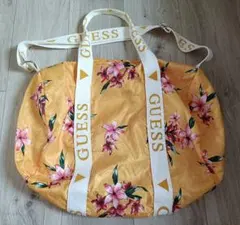 【GUESS】ゲス ボストンバッグ 大容量 花柄イエロー　レア・ アメリカ購入