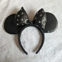 ディズニー カチューシャ 黒レザー