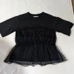 レイヤードデザイン 半袖Tシャツ 黒のサムネイル