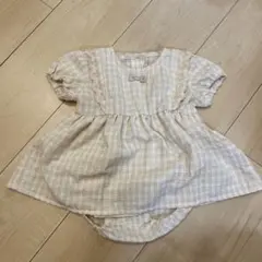 バースデイ　mamaraku ギンガムチェックワンピース　ロンパース 70cm