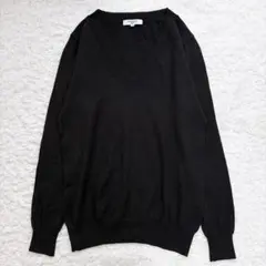 良品 ナチュラルビューティーベーシック Vネックニット ウール100% 黒 M