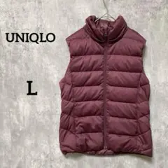 UNIQLO ワインレッド ワイドダウンキルトベスト Lレディース　軽量秋冬のサムネイル