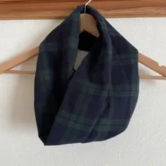 ダブルガーゼのスヌード　ブラックウォッチガーゼ　ハンドメイド