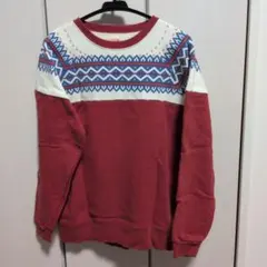 BEAMS スウェット ノルディック柄 レッド S
