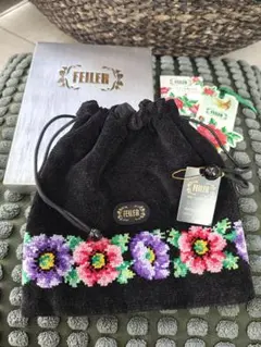 FEILER 花柄刺繍ポーチ ギフトボックス付き