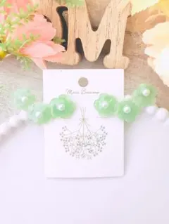 No.2465 お花イヤーカフ風耳飾り(spring green)