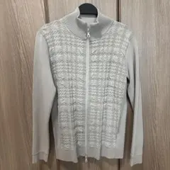 HIGHSTREET 千鳥格子柄 ジップアップカーディガン ライトグレーのサムネイル