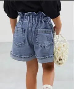 デビロック　ストレッチデニム ハイウエスト フリルショートパンツ