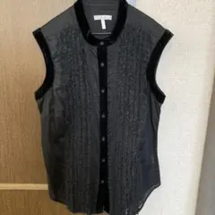 古着屋　ブラック ノースリーブ シャツブラウス