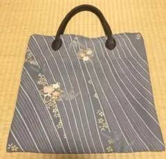 トートバッグ サブバック 手提げバッグ　ハンドメイド　ラベンダー色　花柄　和柄
