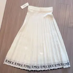 KMKK ホワイト プリーツスカート 組曲　ニットスカート