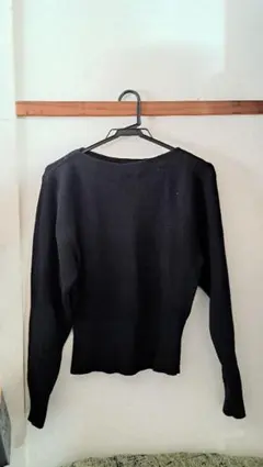 ユニクロユー ハイツイストコットンボートネックセーター黒L