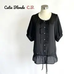 【大人可愛い】Cutie Blonde フリル＆シアー切替ブラウス ドット Mのサムネイル