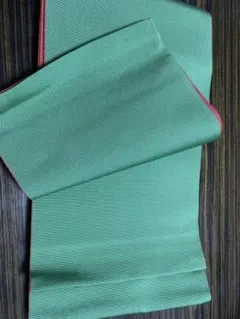 未使用品　緑と赤のストライプ 半幅帯 ポリエステル100% 袴下