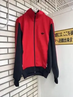 80s adidas西ドイツ デサント製 トラックジャケット 赤黒 M