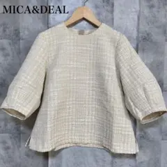 【MICA&DEAL】パフスリーブジャガードブラウス FREE ホワイト 白のサムネイル