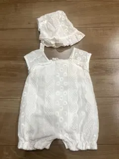 SHEIN 韓国　ロンパース　白　ドレス　タンクトップ　レース　新生児