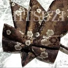 ◆蝶ネクタイ　チーフ　茶　ブラウン　花柄　お色直しウェディング　JGd