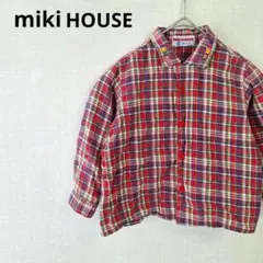 Se2385【miki HOUSE】ミキハウス　チェック柄長袖シャツ　日本製