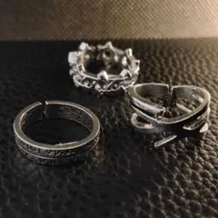 3点セット シルバーオープンリングセット 切りっぱなし メキシカン
