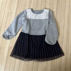 グレーと紺の切替ワンピース 130