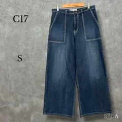 ❤︎美品 C17【S】デニム ベイカーワイドパンツ ゆったりワイド ジーンズのサムネイル