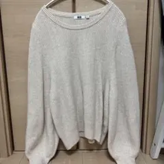 UNIQLO ベージュ リブ編み 長袖セーター Uサイズ