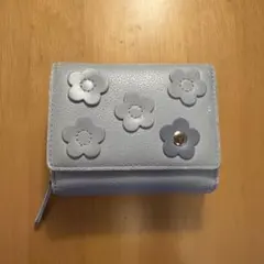 MARY QUANT 三つ折り財布 ライトブルー 花柄