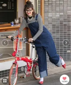 BONLECILL カラーステッチロールアップデニムサロペット Mサイズ