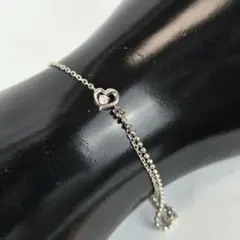 美品✨️4℃ ハート チャーム チェーンブレスレット シルバー925