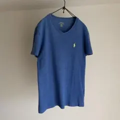 ポロラルフローレン　vネック　tシャツ　ブルー　XS