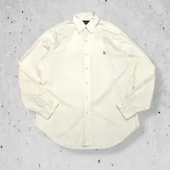 ラルフローレンBDシャツ長袖CLASSICFIT白アイボリーポニー刺繍ロゴL相当