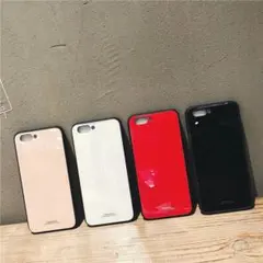 iPhoneケース シンプル ガラス ブラック 6/7/8/X/XS/XR