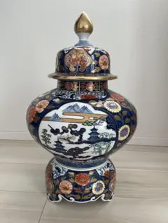 高級】有田焼 金龍窯 博山作 特大 沈香壷120cm 飾壷染錦 御所車 花鳥文