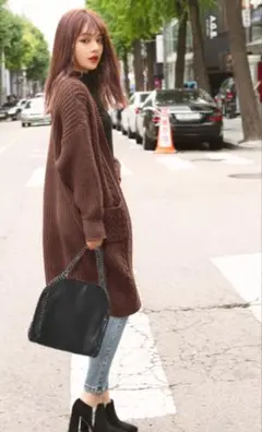 【新品】GRL♡グレイル♡ケーブル編みニットカーディガン♡ブラウン♡フリーサイズ