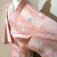 m*i様 A201⭐️洗える着物　小紋　着物　市松模様　鼓　絽　逸品　広襟
