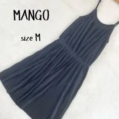 【MANGO】プリーツキャミソールワンピース / ブラック 細見え 上品プリーツのサムネイル