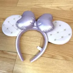 ディズニー ランド ミニー マウス カチューシャ キルティング リボン 紫